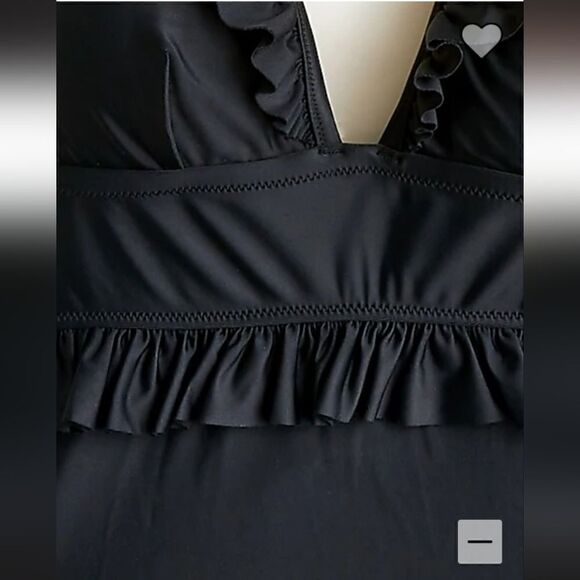 J Crew Deep Plunge Ruffle Swimsuit Black Size 0 NWT - Picture 5 of 13